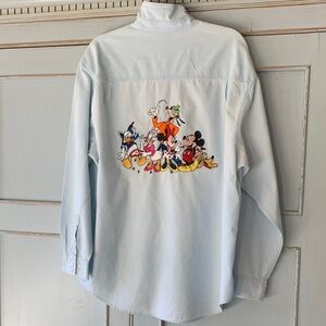 Gap + Disney Oversized Oxford Shirt w Embroidered Disney Character Graphics
